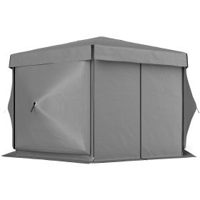 12' x 12' Hexagonal Pop Up Gazebo Canopy Tent with 5 Sidewalls, Outdoor Canopy Shelter with Carry Bag, Dark Gray