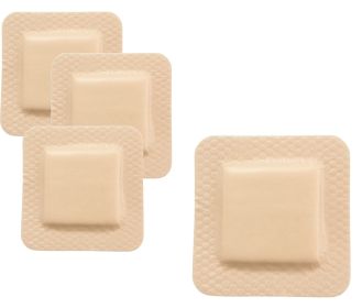 Thin Silicone Foam Dressing with Border 3 x 3. Pack of 200 Sterile Square Silicone Gel Adhesive. Hypoallrgenic