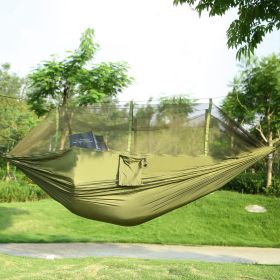 1Pc 600lbs Load 2 Persons Hammock With Mosquito Net Outdoor Hiking Camping Hommock Portable Nylon Swing Hanging Bed With Strap Hook Carry Bag (Option: Green)