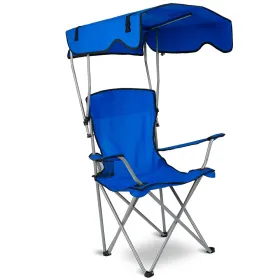 Foldable Beach Canopy Chair Sun Protection Camping Lawn Canopy Chair 330LBS Load Folding Seat (Option: Blue)