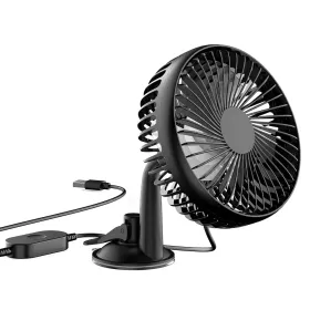 Car Cooling Fan Portable Rotatable USB Vehicle Fan Backseat Clip Fan Dashboard Window Suction Fan For SUV RV Pickup With 3 Speeds (Option: Black)