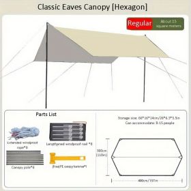 Ordinary 3 Multiply 4m RV Outdoor Tent Shade Portable Camping Sunscreen Rainproof Vinyl Canopy (Option: Khaki)