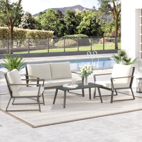 4 Piece Patio Furniture Set (Option: Cream White-1260x640x700 mm)