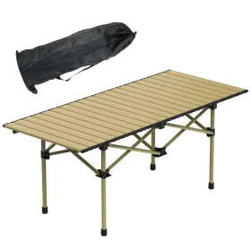 Folding Camping Table Portable Lightweight Carbon Steel Roll-up Picnic BBQ Desk With Carry Bag Heavy Duty For Outdoor Beach Backyard Party Patio (Option: L120x55CM)