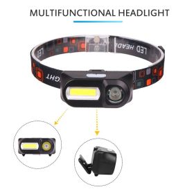 New Strong Changing Light Outdoor Head Lamp Cobled Multi-Function Headlight USB Charging (Color: Black)